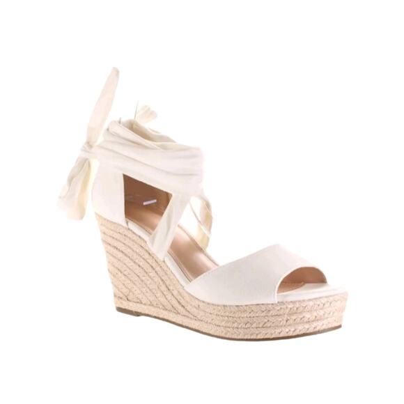 ZBY Womens White Espadrilles Open Toe Wedge Size 9.5 - Picture 1 of 10